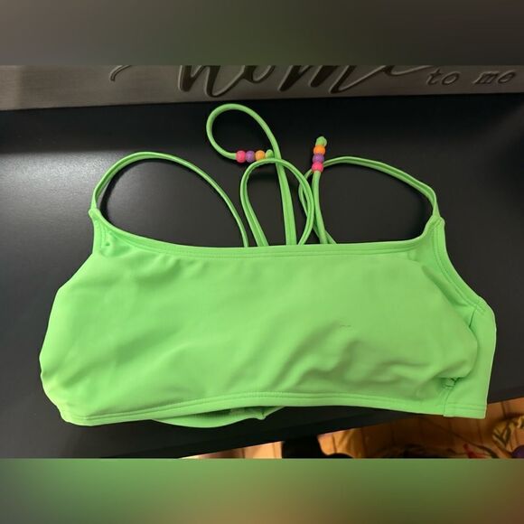 Wild Fable Beaded Wrap Bralette Bikini Top Bright Mint Green Size Large NWT - Picture 6 of 9